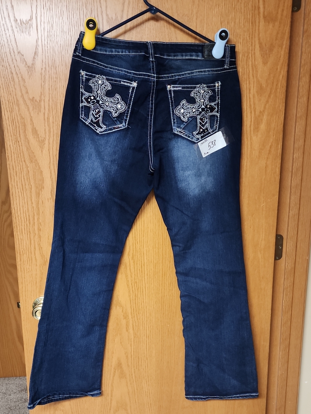 Indigo brands Dark Jeans with Embroidered Cross Pockets 14x32 number 538 - Picture 1 of 8